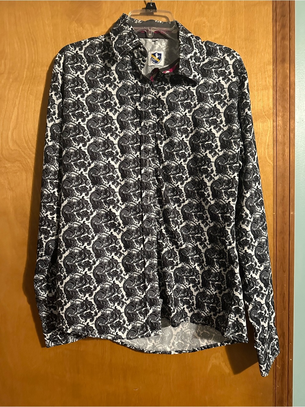 Women's Black & White Paisley Button-Down Shirt Western Show Shirt